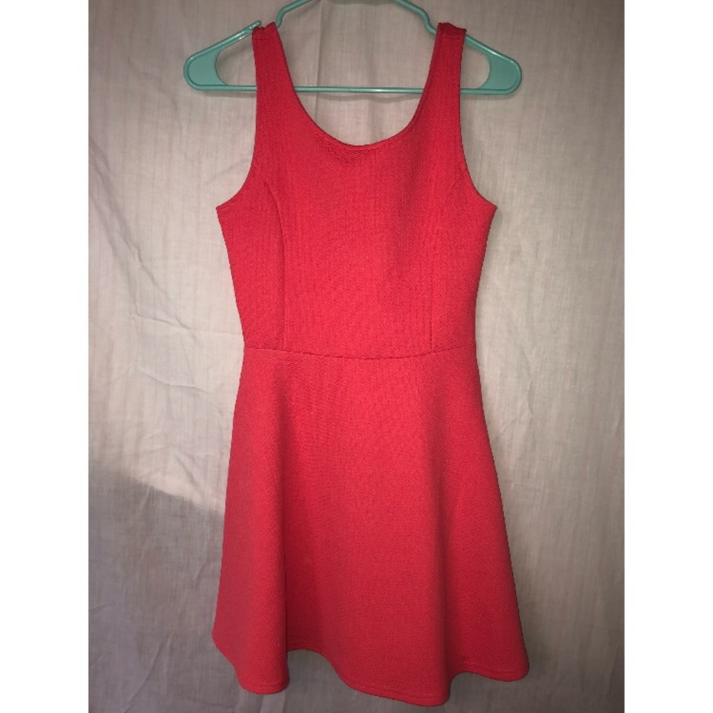 Divided Coral Skater Dress